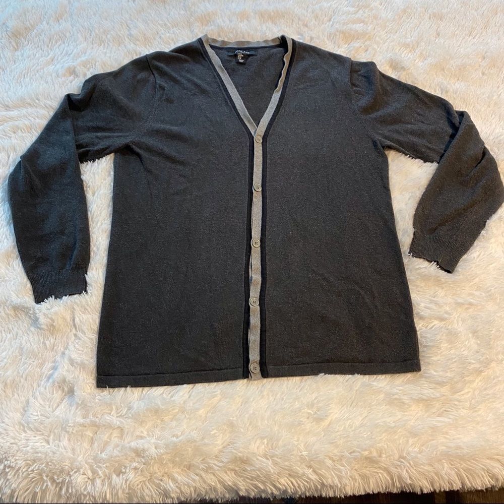 Mark Law Luxury 100% Cotton Buttoned Cardigan, Size Medium, Gray Toned